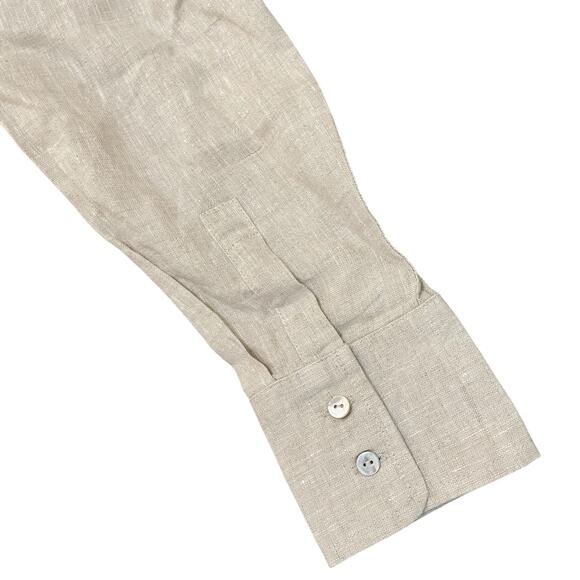 NEW ADOR 100% Linen Button Up Shirt Oversized Lagenlook Beige - Size Medium - Picture 6 of 8